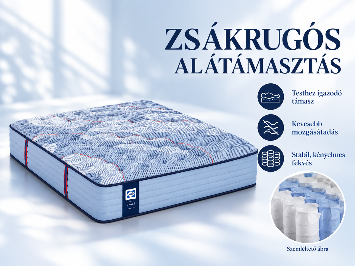Sealy Grace zsákrugós matrac, 30 cm magas, Medium és Firm komforttal