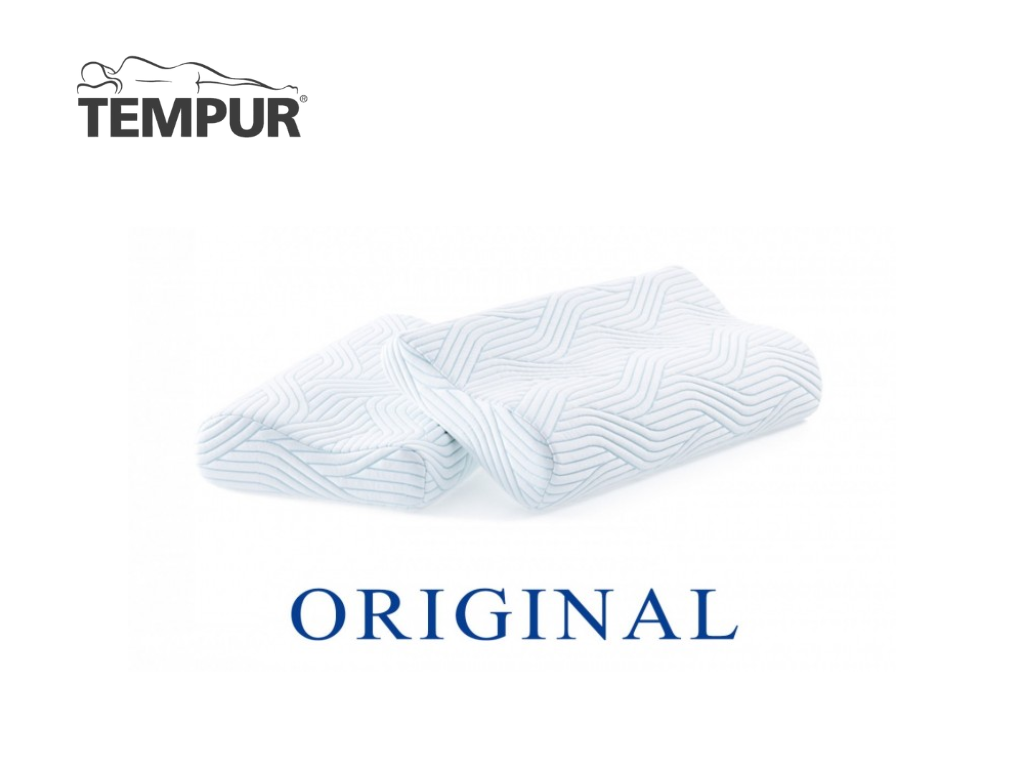 TEMPUR Original anatómiai párnák hullámos kialakítással, fehér és világoskék mintázatú huzattal