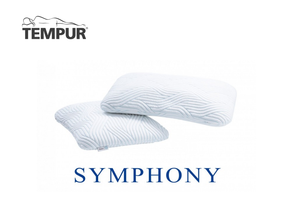 TEMPUR Symphony kétoldalas párnák fehér és világoskék mintázatú huzattal